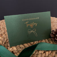 green card and gold foil festive food labels