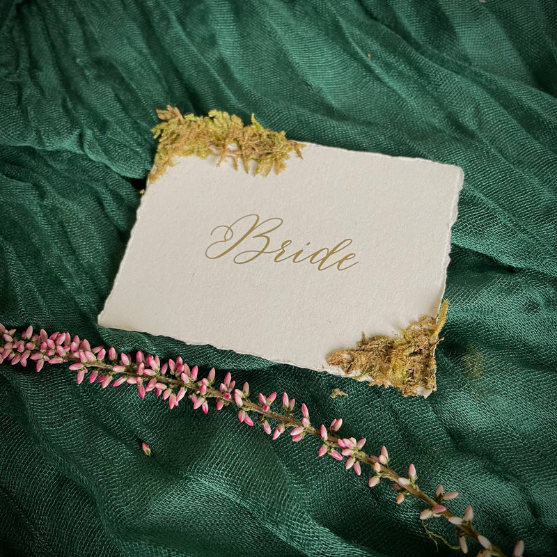 forest moss wedding place cards