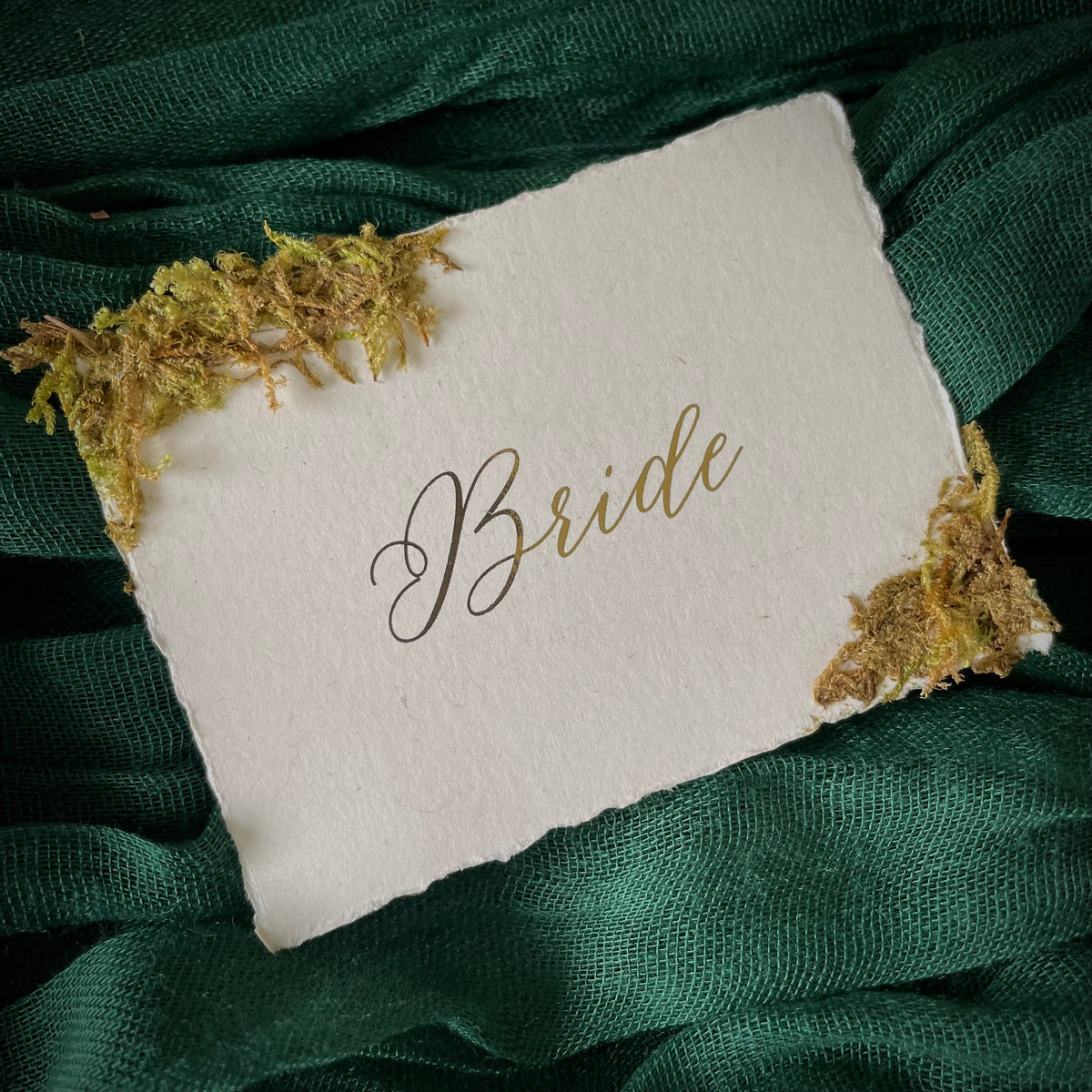 gold foil moss place cards flat 