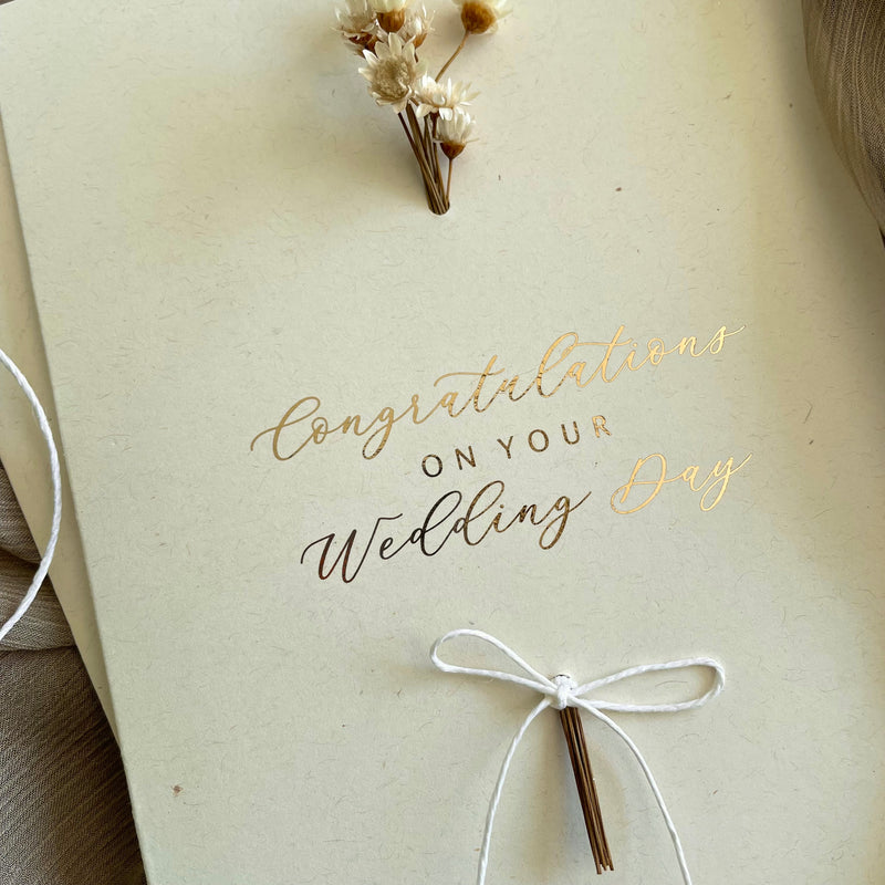 congratulations on your wedding card in gold and ivory 