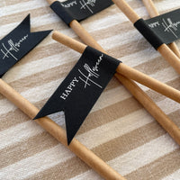 black and white happy halloween drink straws 