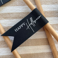 black and white happy halloween drink straws 