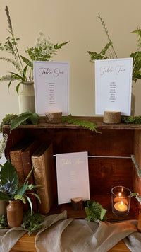 Individual table plan cards & headers with border