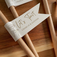 gold and cream paper straws for engagement party