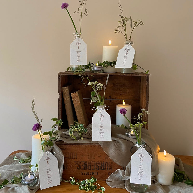 luggage tag table plan for diy wedding display