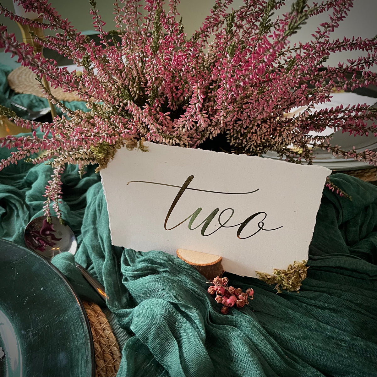 moss table numbers for forest wedding