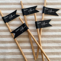 black and white happy halloween drink straws 