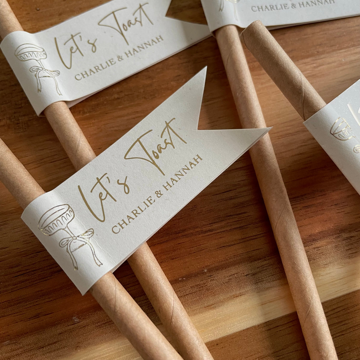 personalised paper straws for happy couple engagement, anniversary or wedding