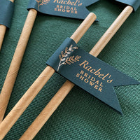 personalised bridal shower drink straws in teal and rose gold