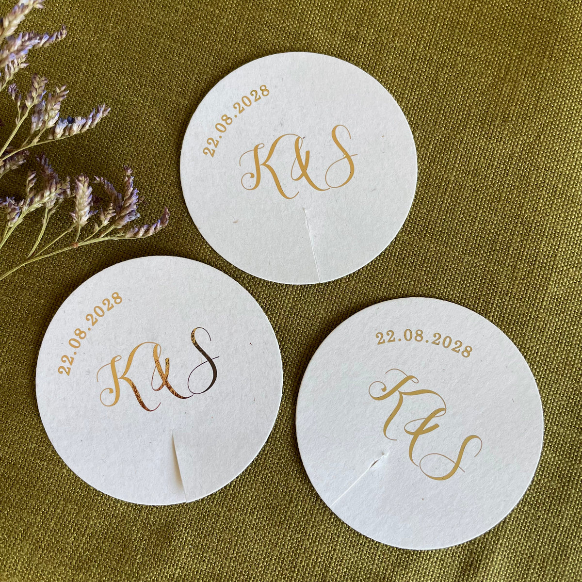 round recycled drink labels for celebration drinks