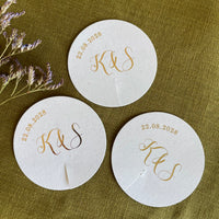 round recycled drink labels for celebration drinks