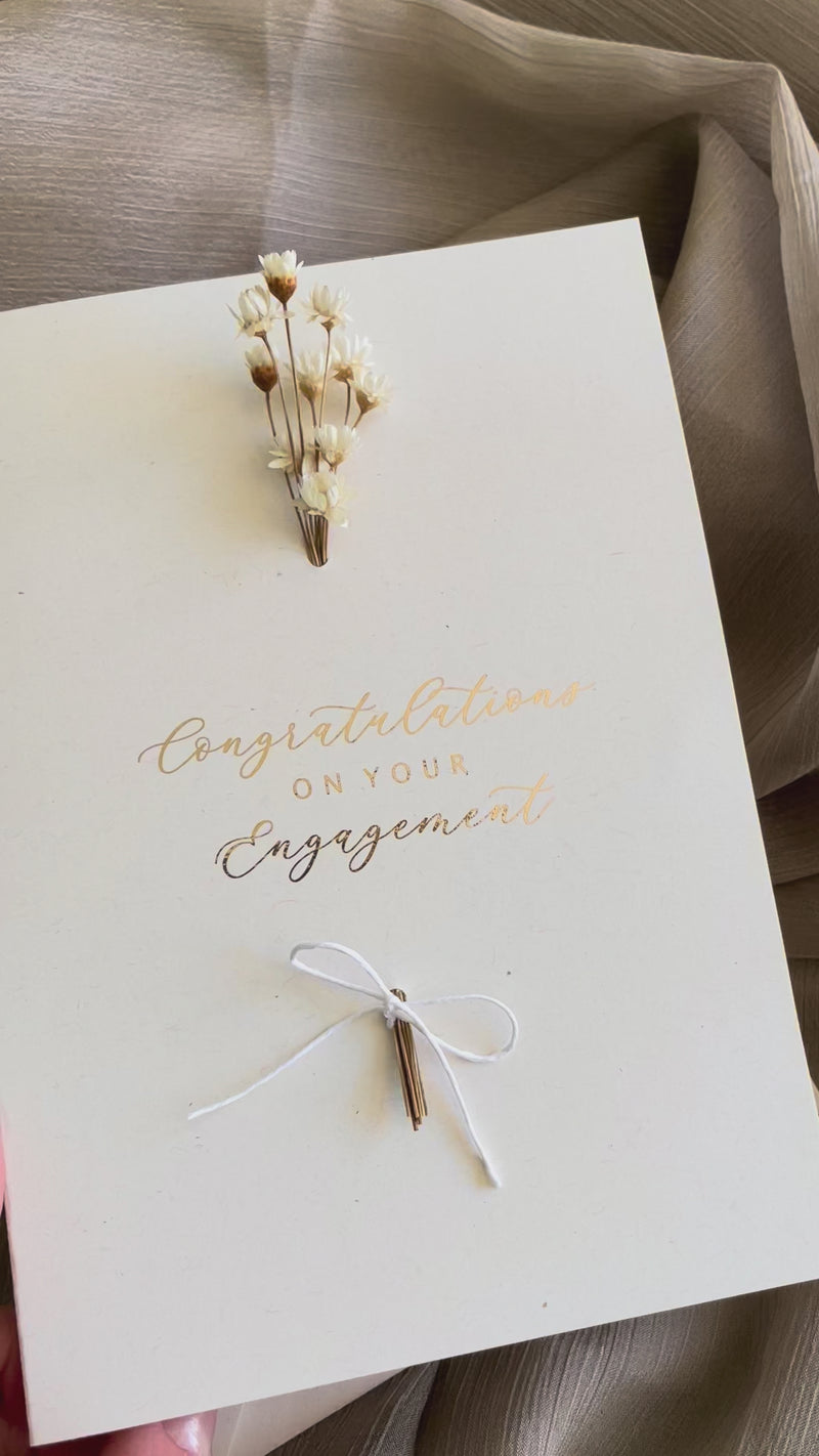 congratulations card for couple in gold foil