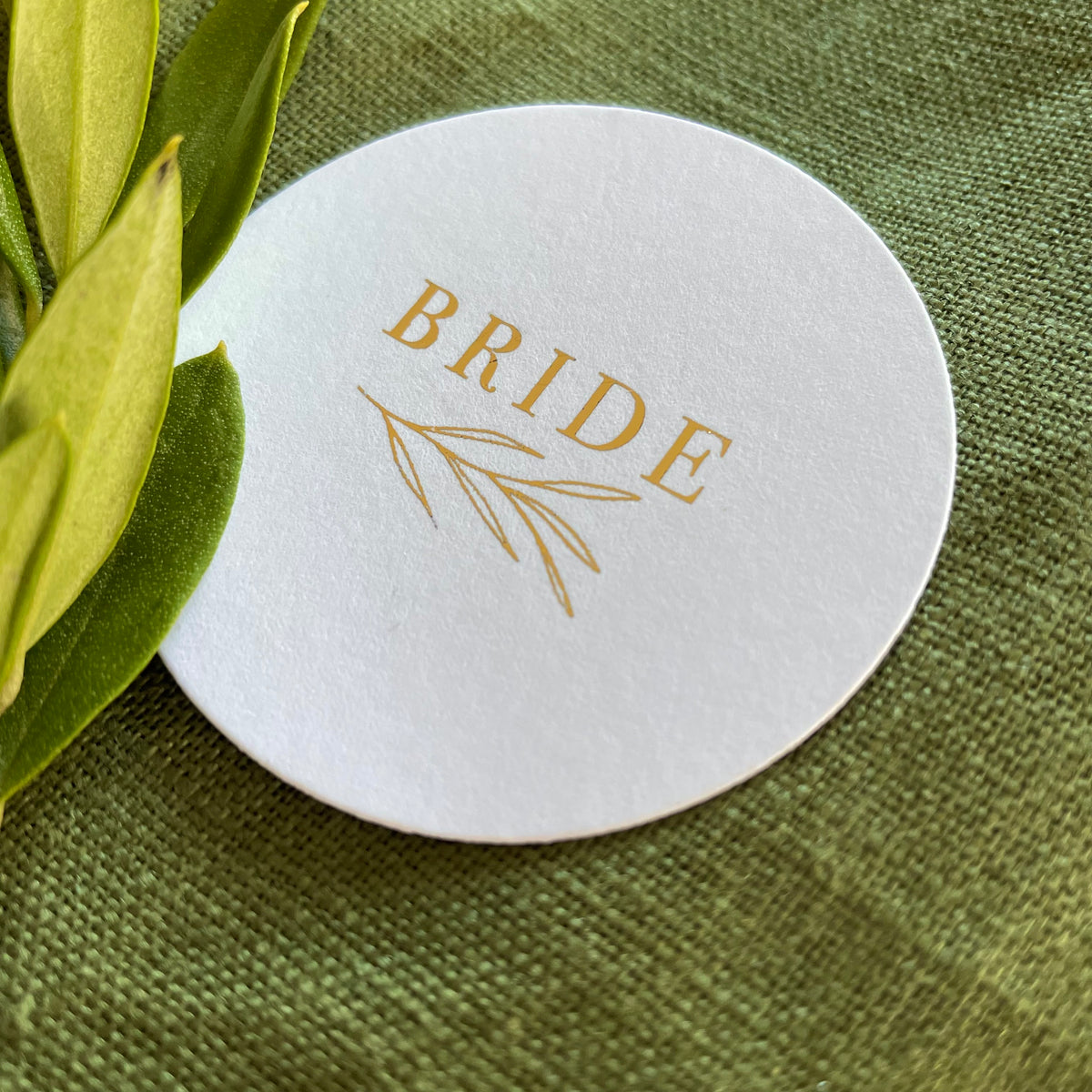 circle name  cards for place settings gold and white wedding theme