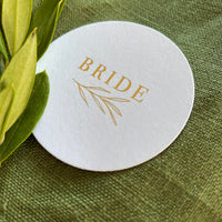 circle name  cards for place settings gold and white wedding theme
