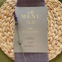 rectangle menu card for wedding breakfast 