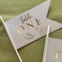 table number flags for rustic wedding tables