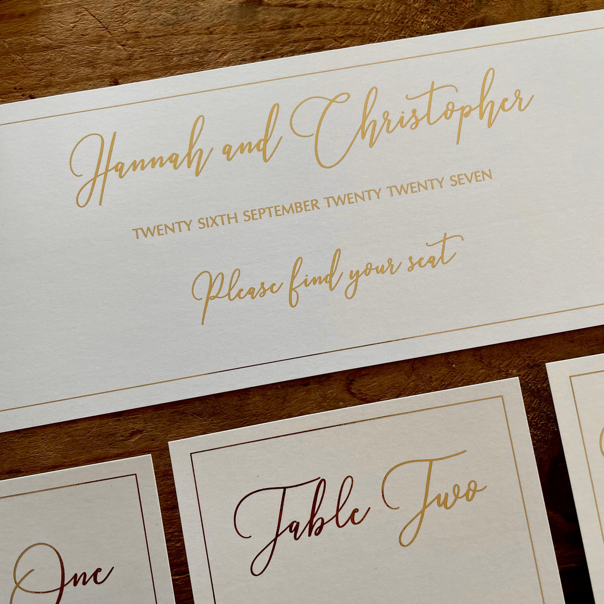 Individual table plan cards & headers with border