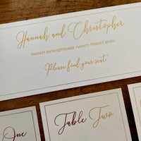 Individual table plan cards & headers with border