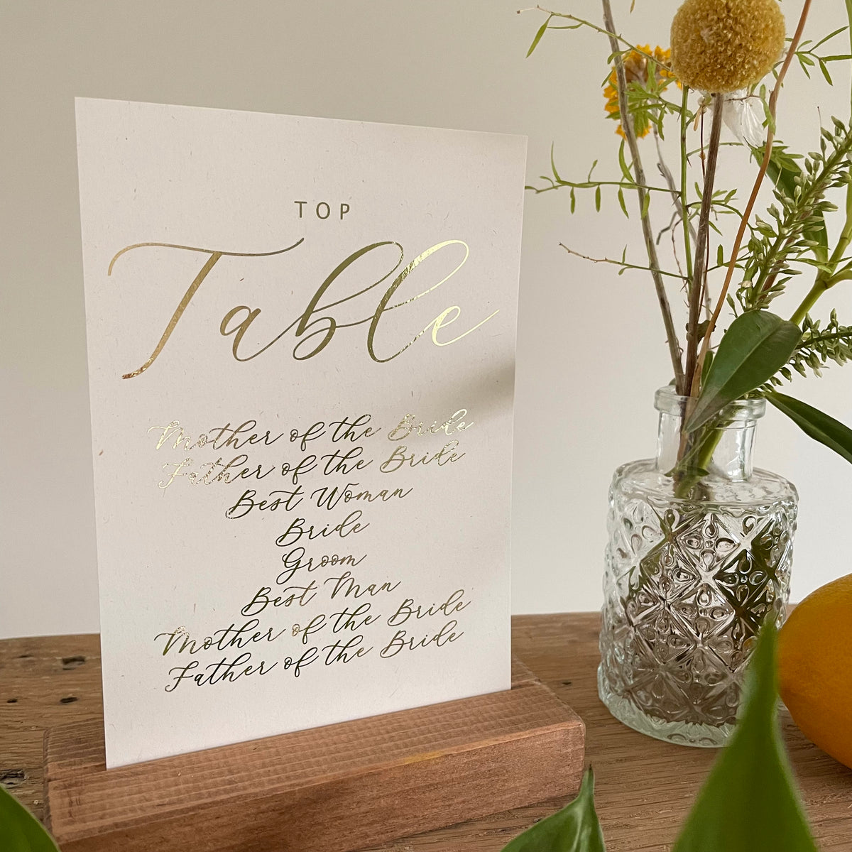 top table table plan card gold foil 