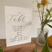 top table table plan card gold foil 