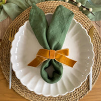 honey yellow velvet bow for table napkins