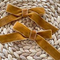 honey yellow velvet bow for easter tablescape