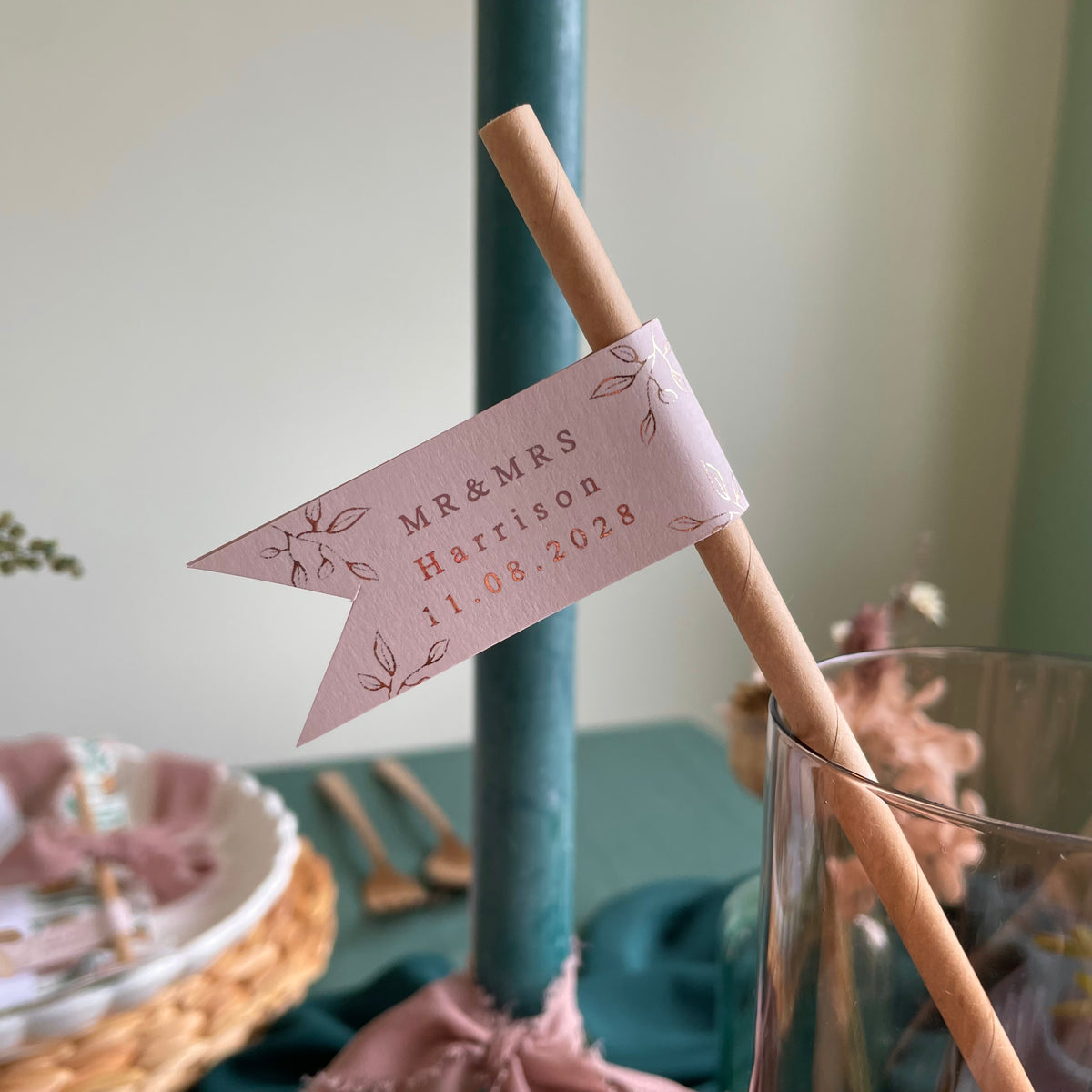 personalised wedding drink straws for drinks reception