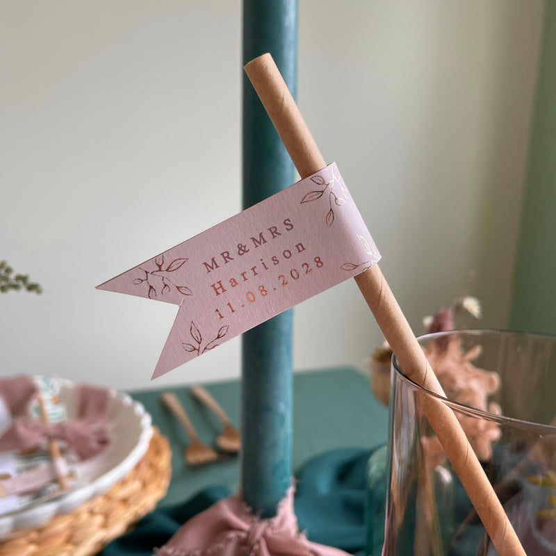 personalised wedding drink straws for drinks reception