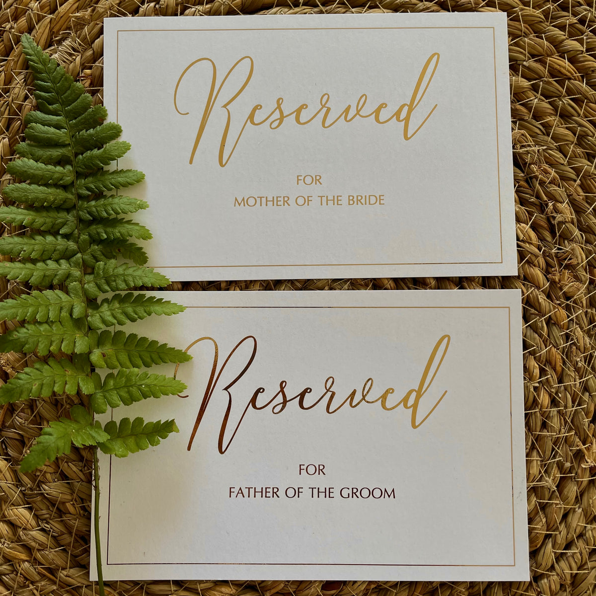 elegant reserved cards for ceremony seating