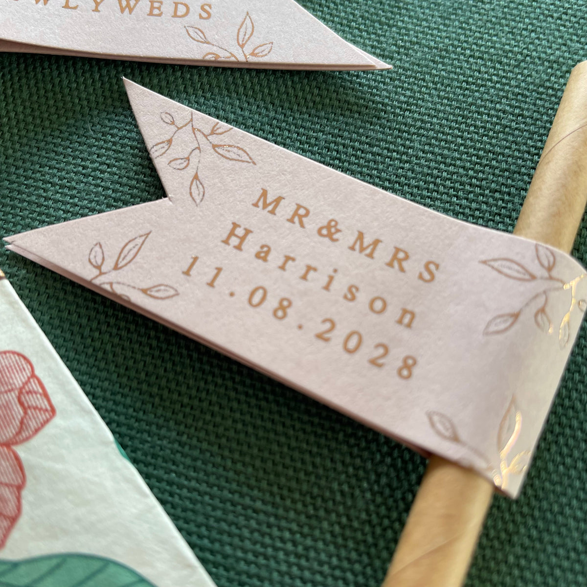 blush pink and rose gold wedding drink straws
