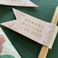 blush pink and rose gold wedding drink straws
