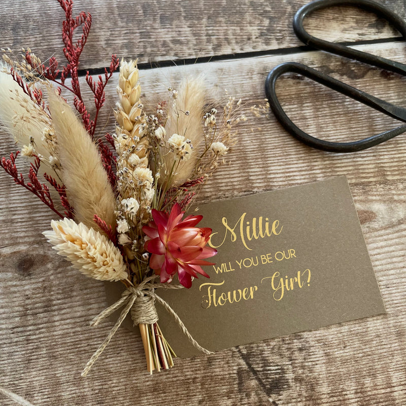 dried flower flower girl proposlal gift tag