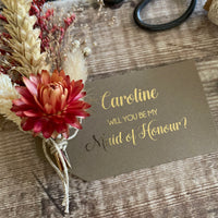 Personalised will you be my maid of honour dried flower proposal gift tag