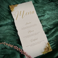 woodland moss wedding menu cards