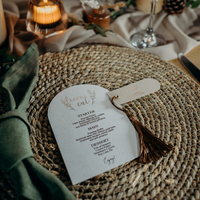 arched wedding menu