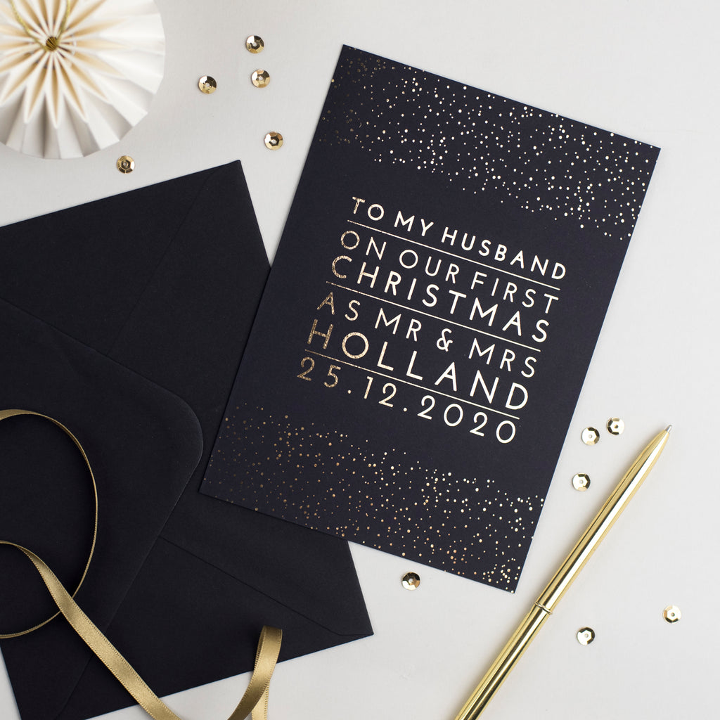 to my husband on our first christmas as mr and mrs card