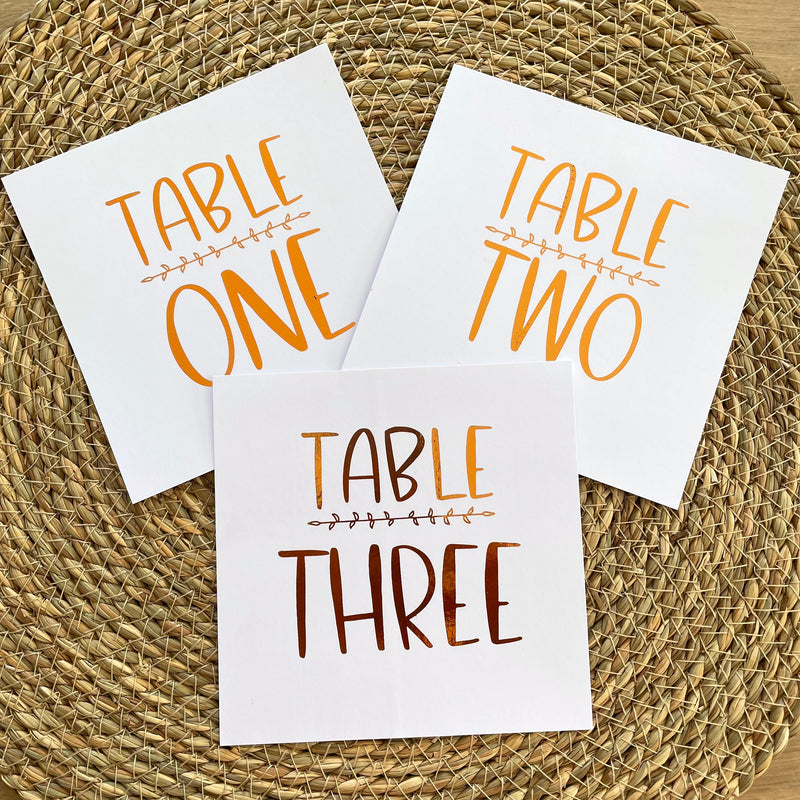 Copper Foil Square Table Numbers
