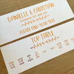 Copper Foil Banquet Style Seating Cards