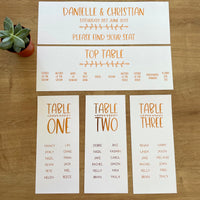 Copper Foil Banquet Style Seating Cards