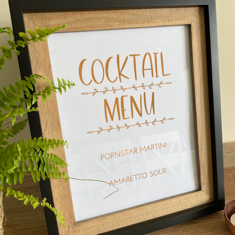 Cocktail Drinks Menu