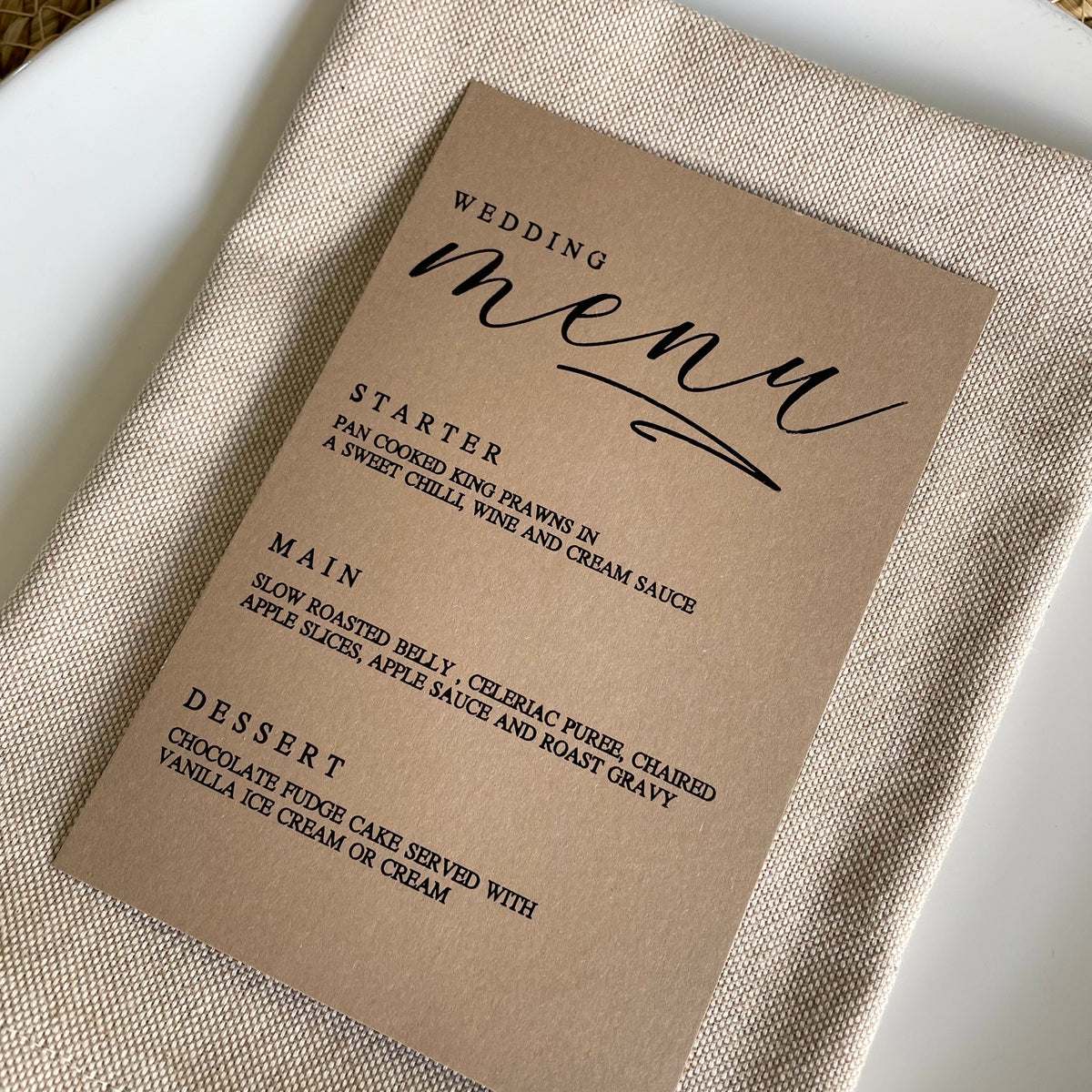 rustic wedding menu