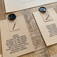 modern table plan cards