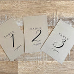 black and brown table numbers