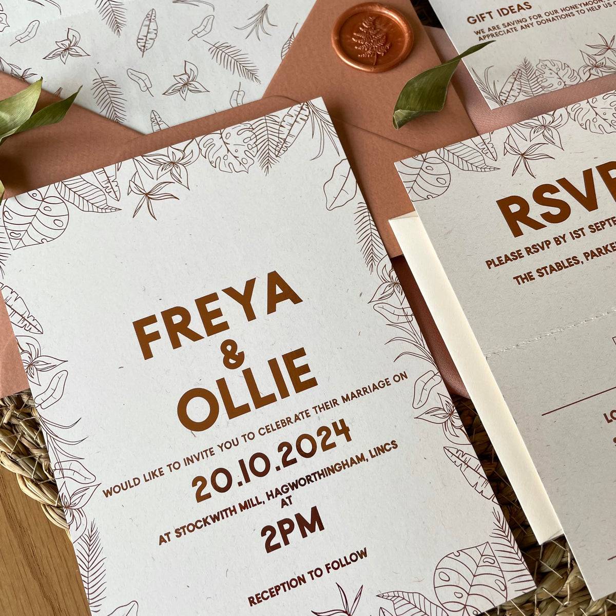 Tropical Leaves Wedding Invitation Set