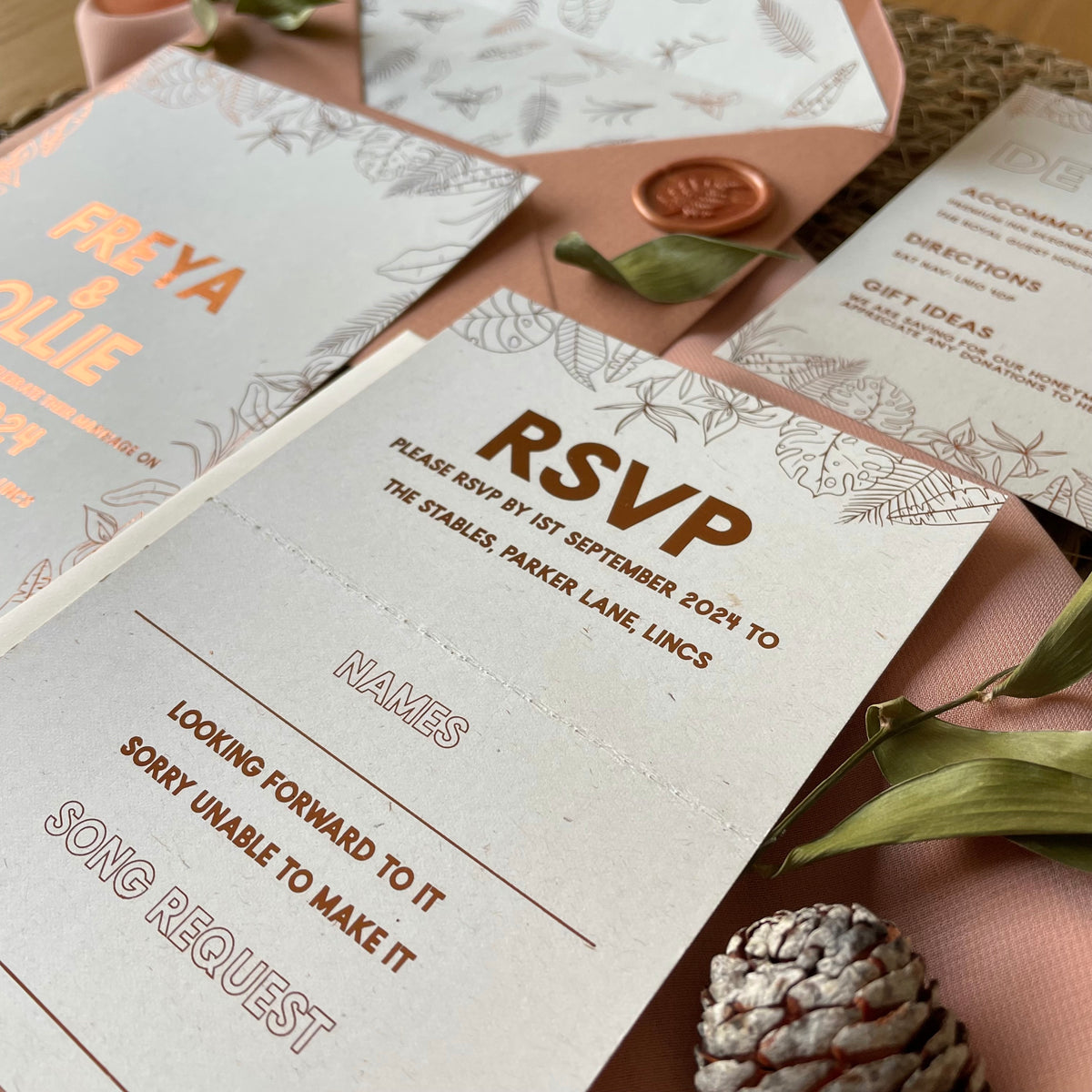 Tropical Leaves Wedding Invitation Set