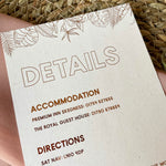 copper foil details card wedding