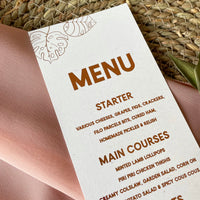 tropical wedding menu