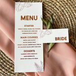 copper foil menu for wedding