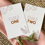 tropical table numbers wedding