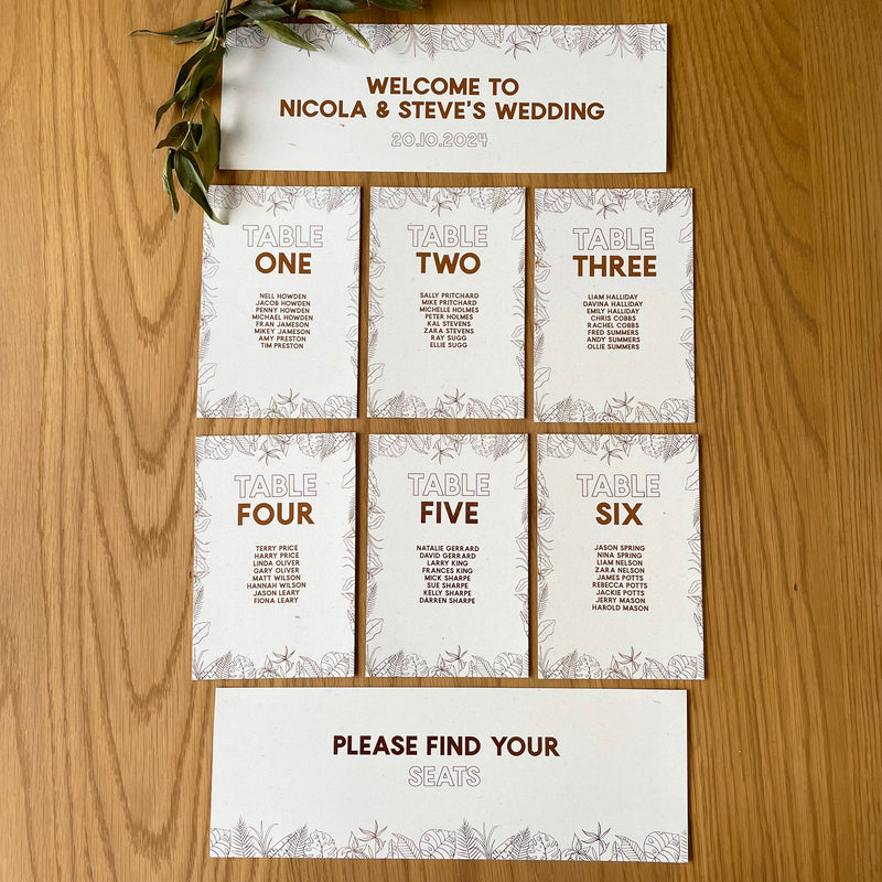 copper foil seating chart wedding